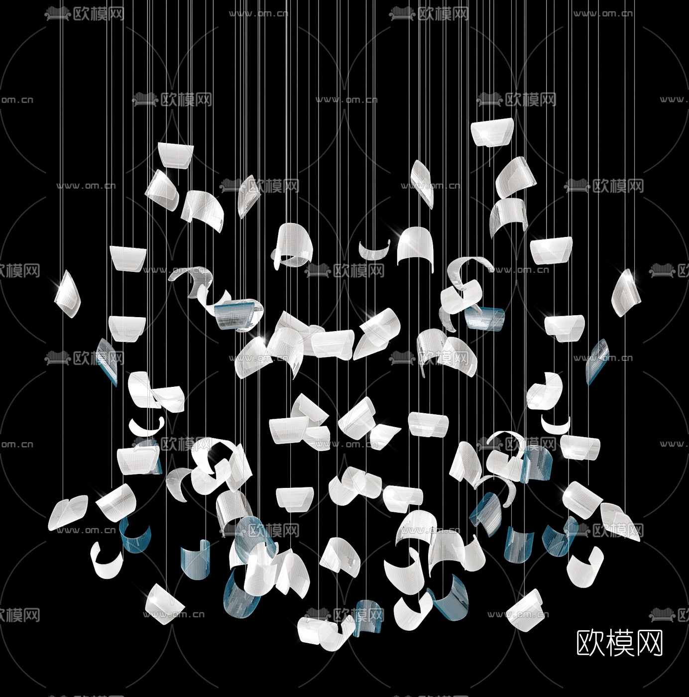 现代玻璃片挂件3d模型下载