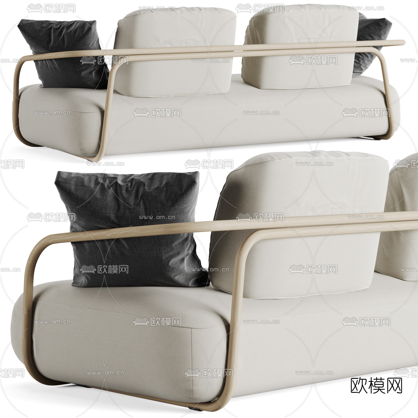 北欧布艺双人沙发3d模型