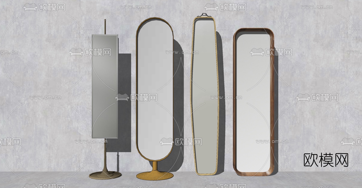 现代全身镜su模型下载（渲染图2）