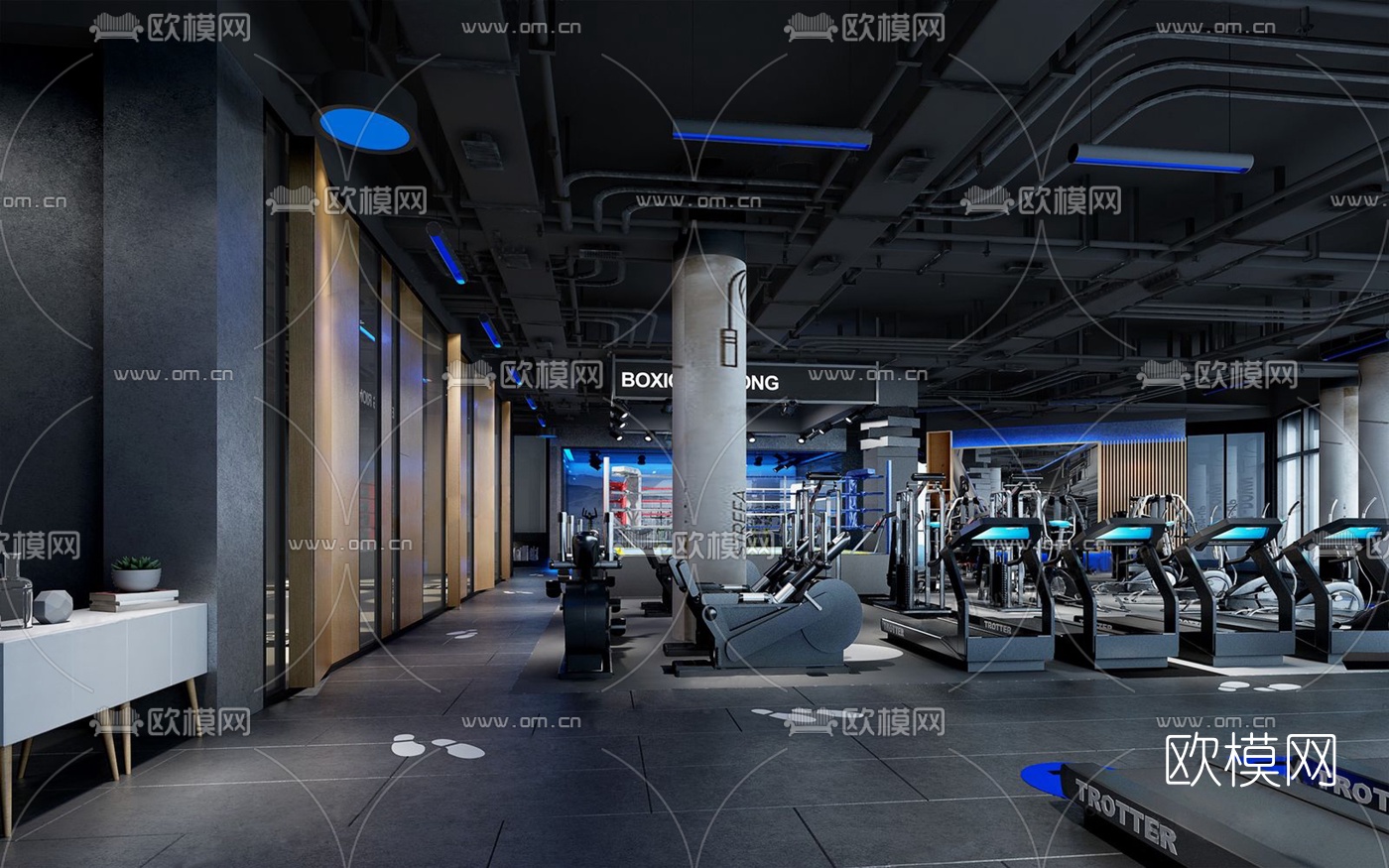 工业风健身房3d模型