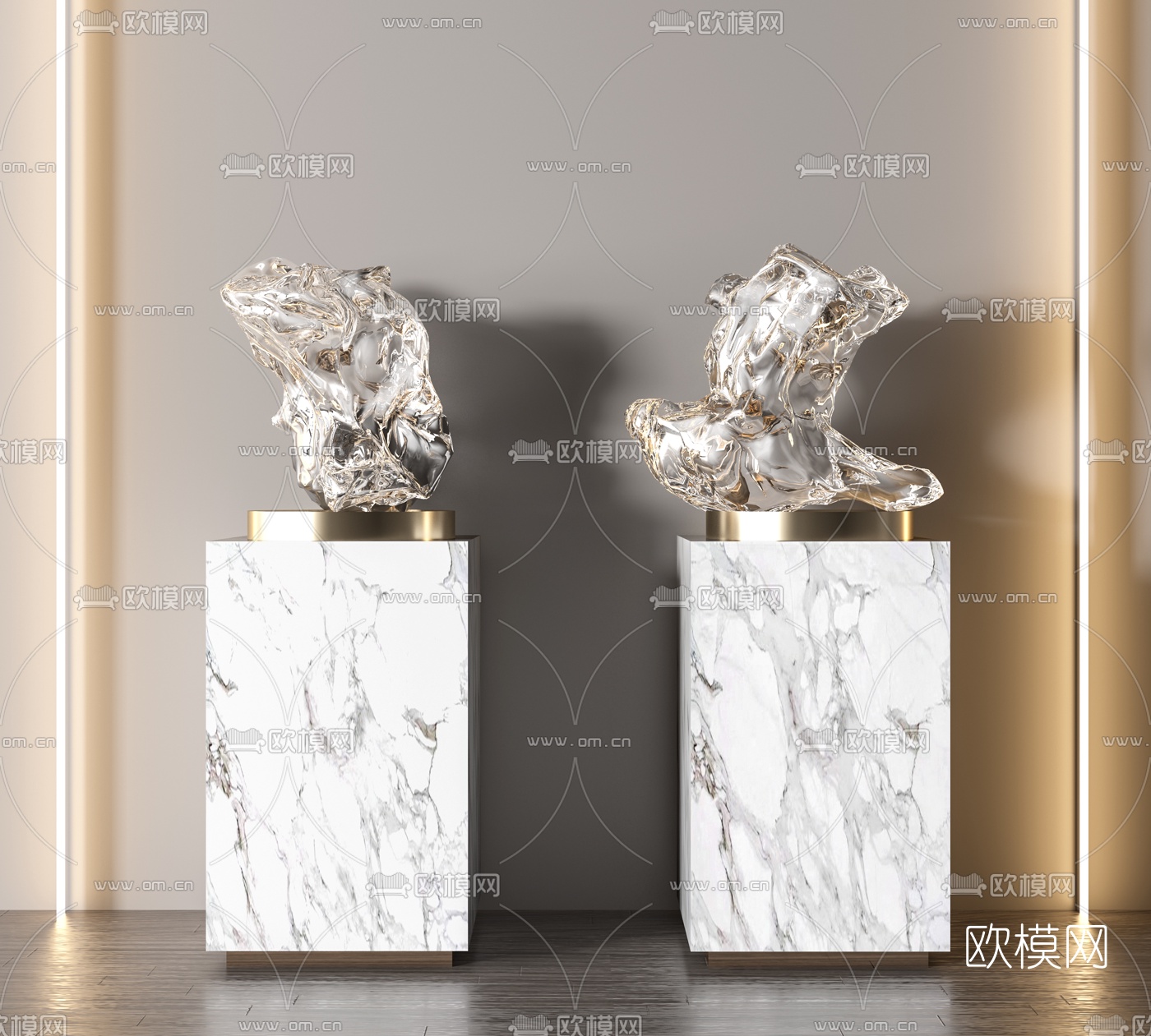 现代抽象金属雕塑摆件3d模型