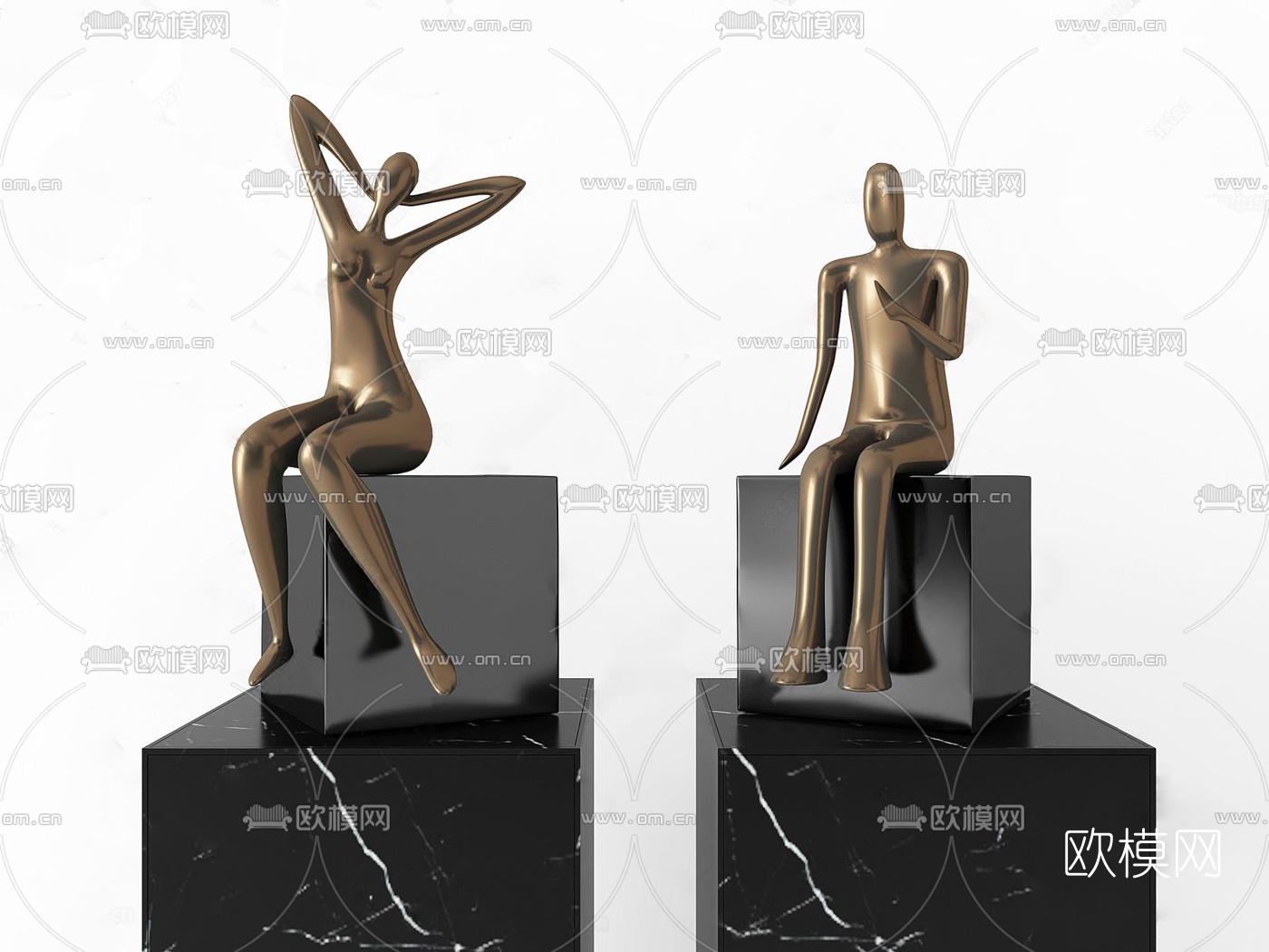 现代人物雕塑3d模型