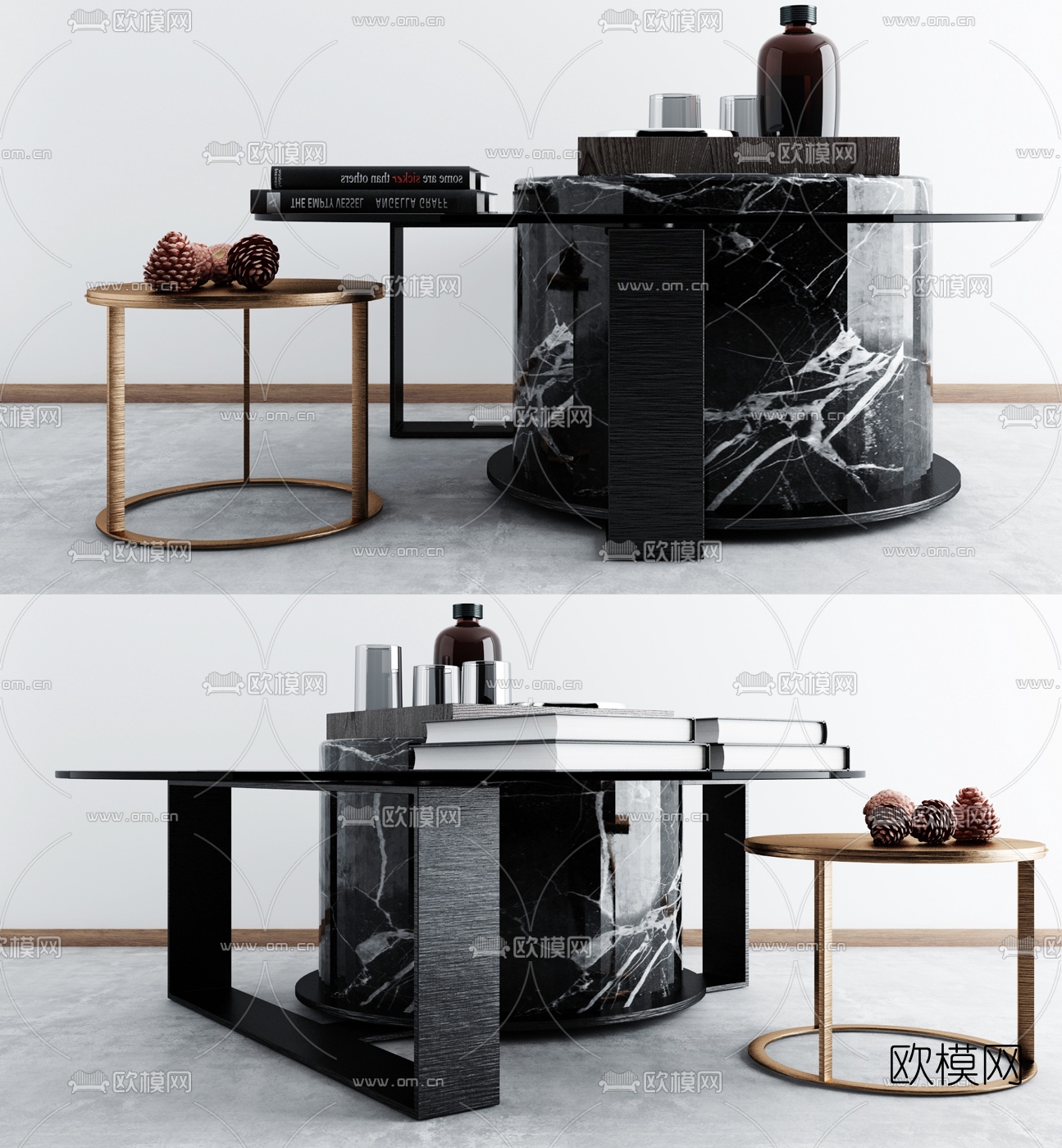 现代大理石茶几3d模型