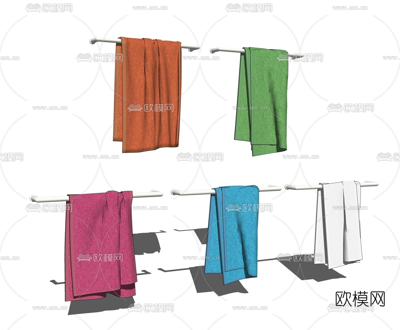 现代毛巾杆毛巾su模型下载（渲染图2）