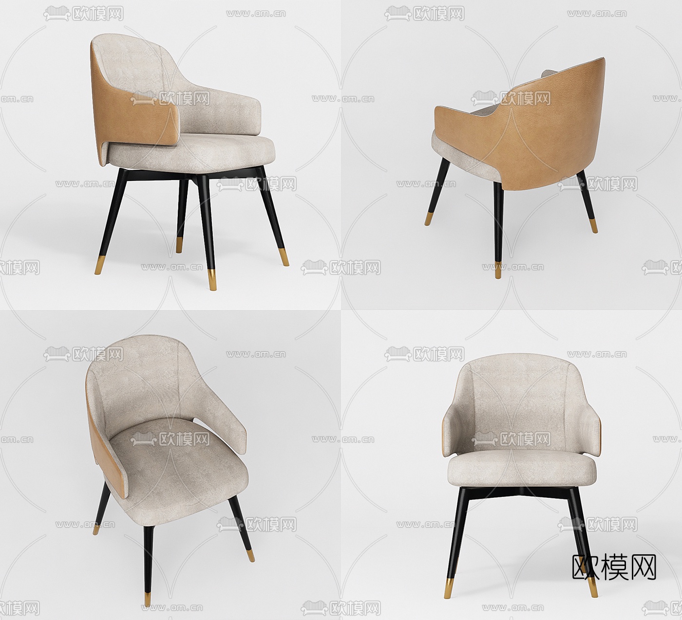 现代布艺餐椅 su模型下载（渲染图1）