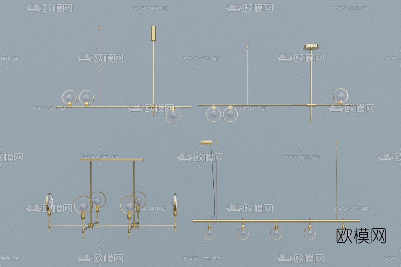现代轻奢吊灯su模型下载（渲染图1）
