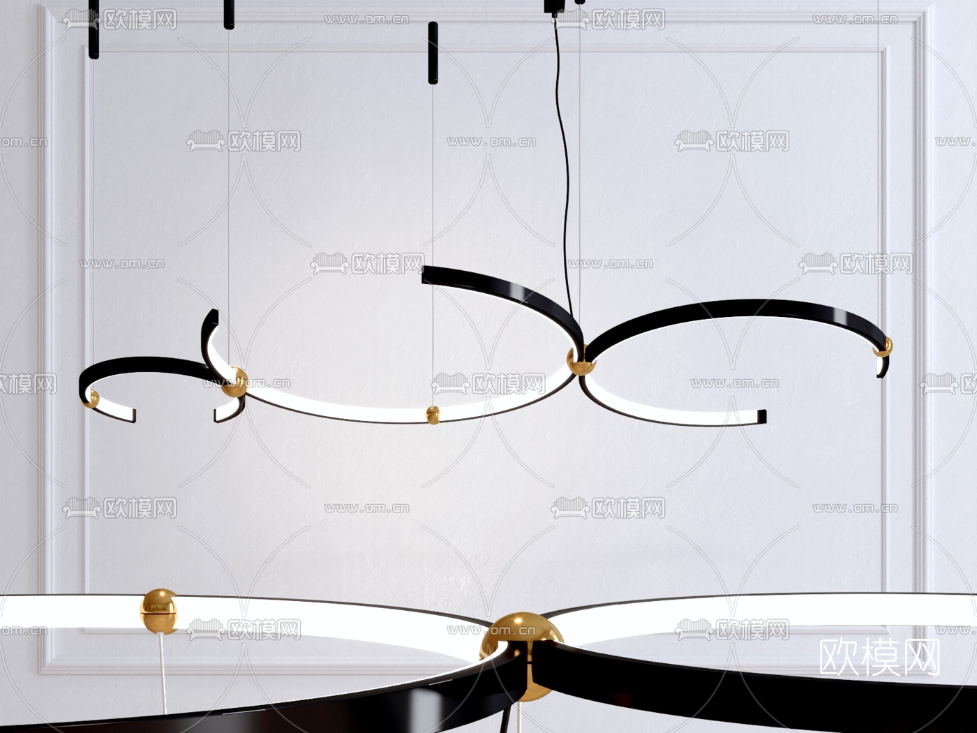 现代环形吊灯su模型下载（渲染图1）