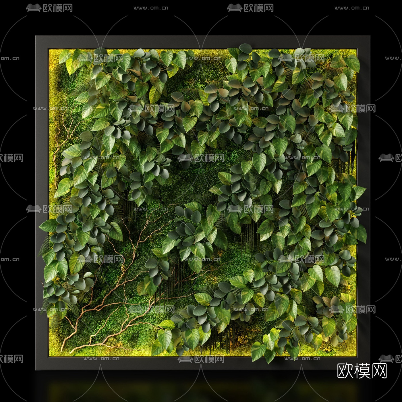 现代藤蔓绿植墙3d模型