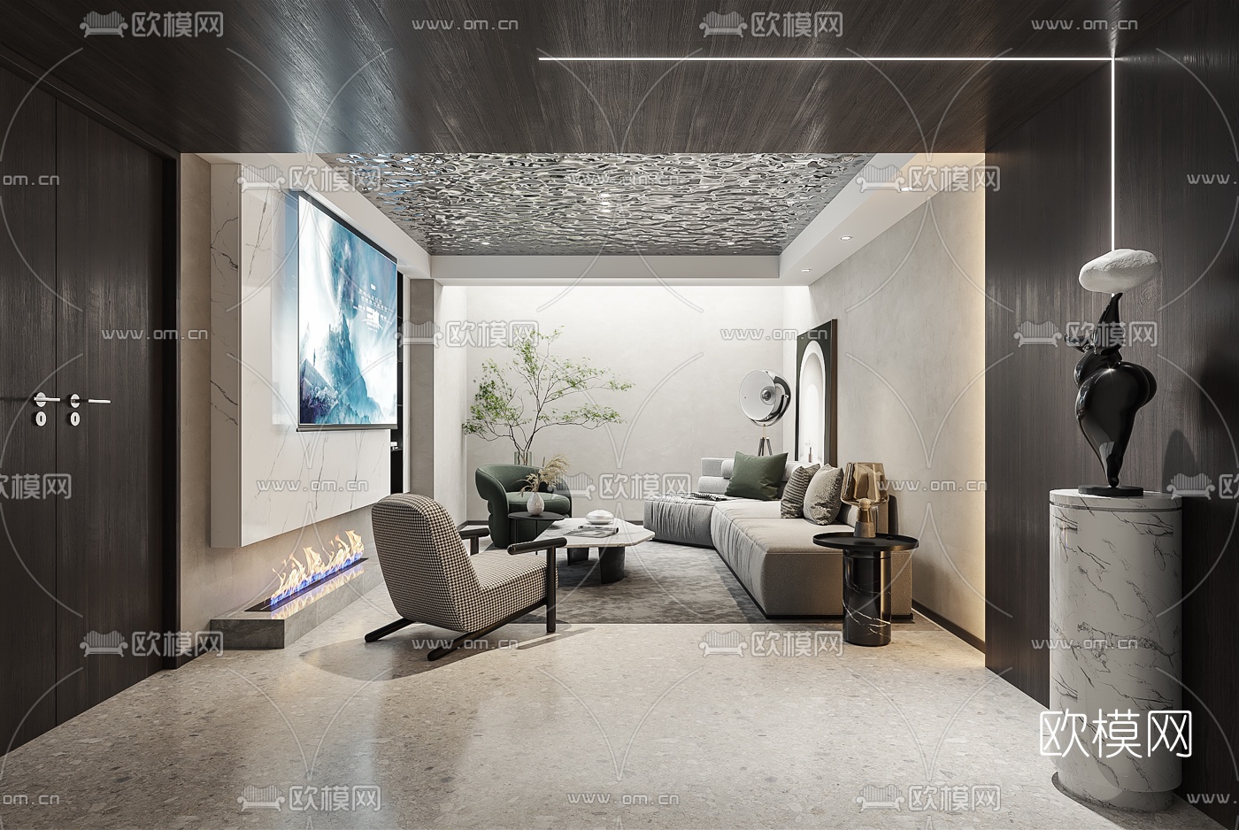 现代影音室视听室3d模型