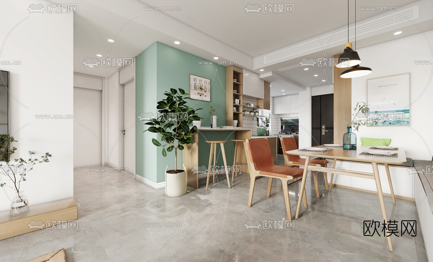 北欧客厅餐厅3d模型