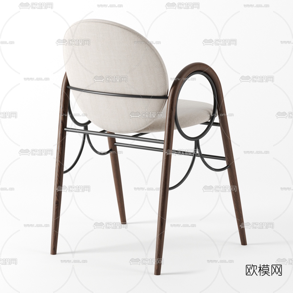 北欧布艺休闲椅3d模型下载（渲染图2）