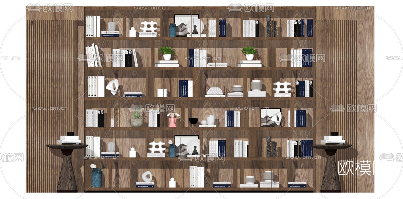 新中式书房su模型下载