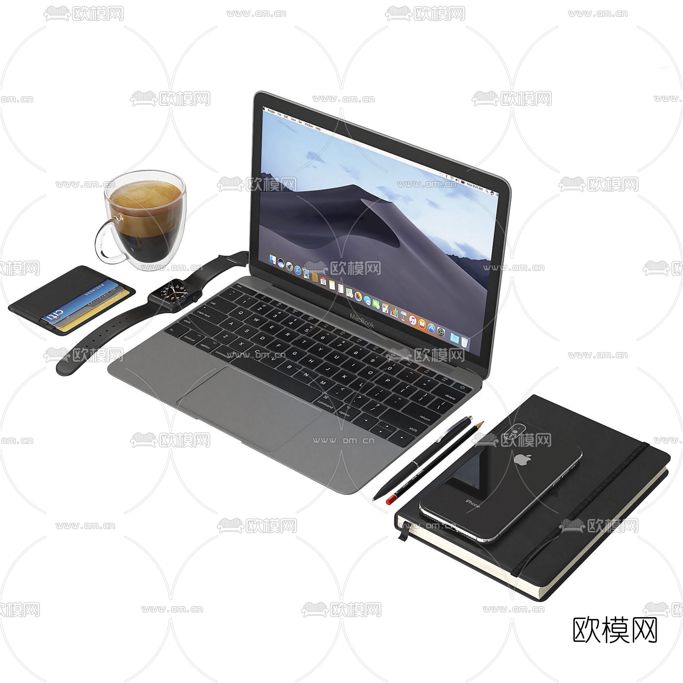 现代笔记本电脑手机3d模型