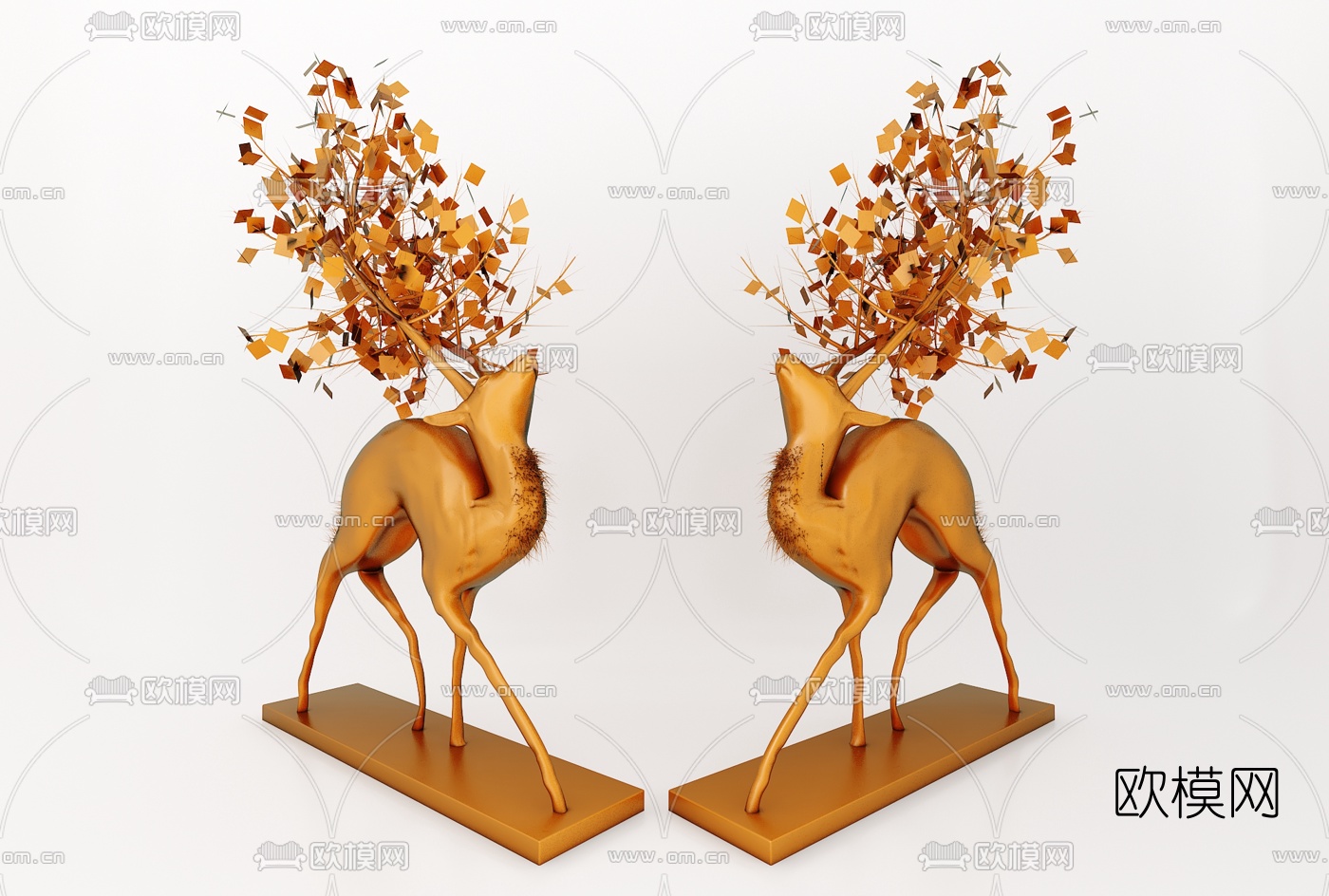 现代麋鹿雕塑3d模型下载