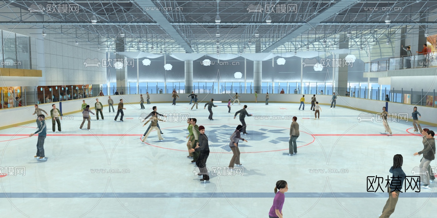 现代滑冰场溜冰场3d模型下载（渲染图2）