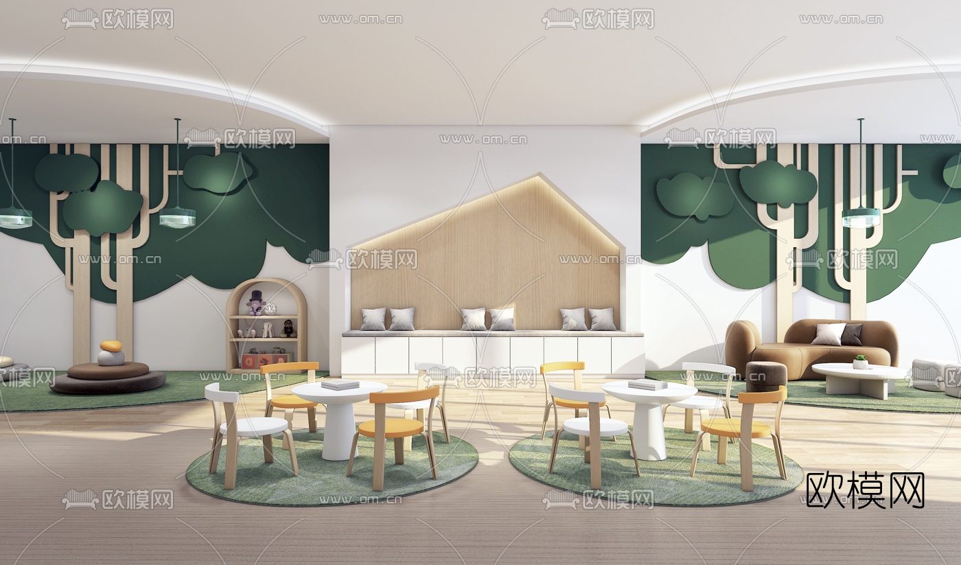 北欧幼儿园阅览室3d模型