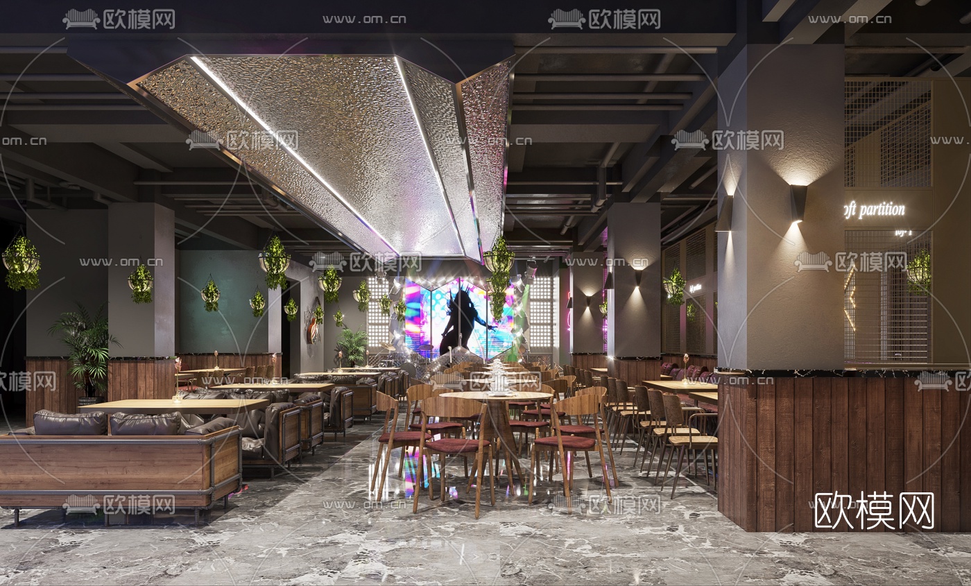 工业风音乐餐吧3d模型下载（渲染图3）