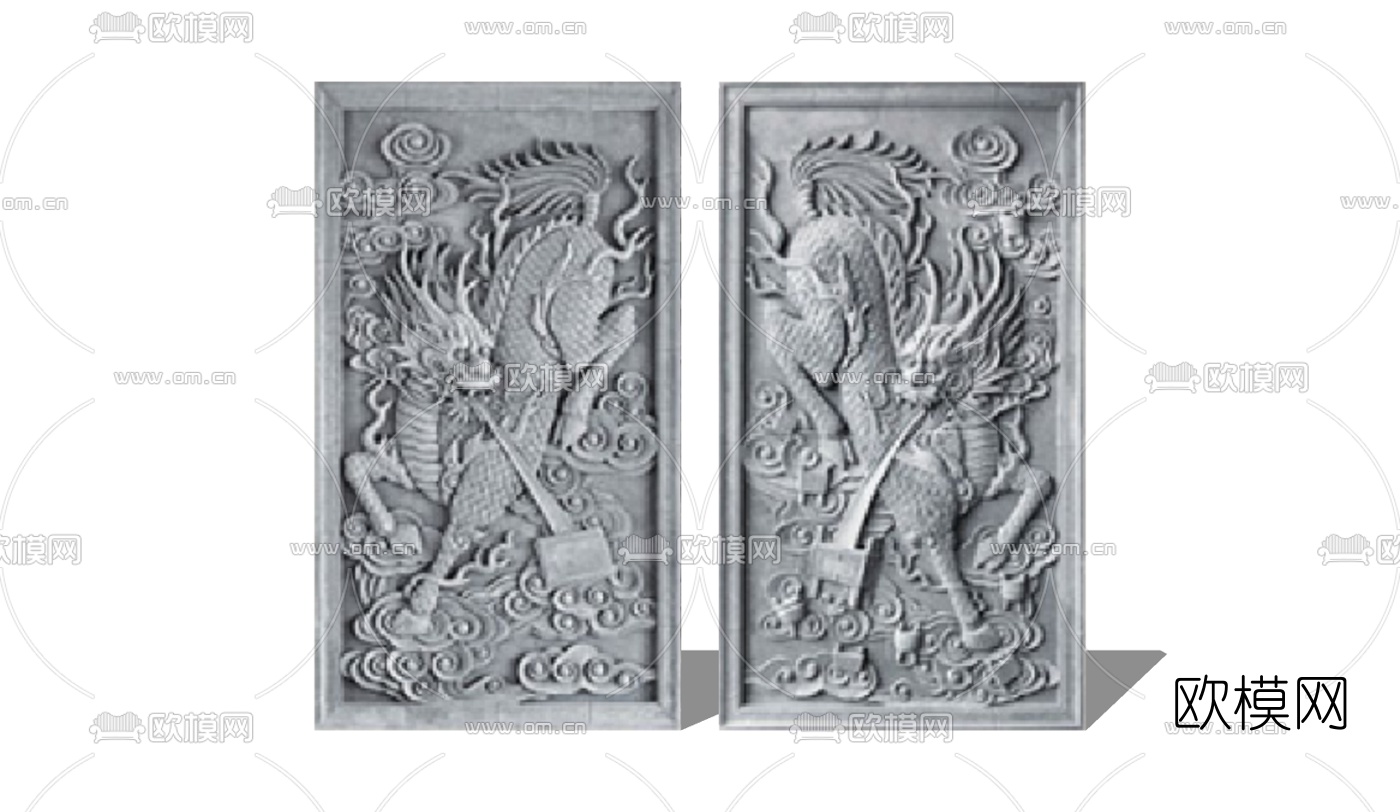 中式麒麟砖雕su模型下载