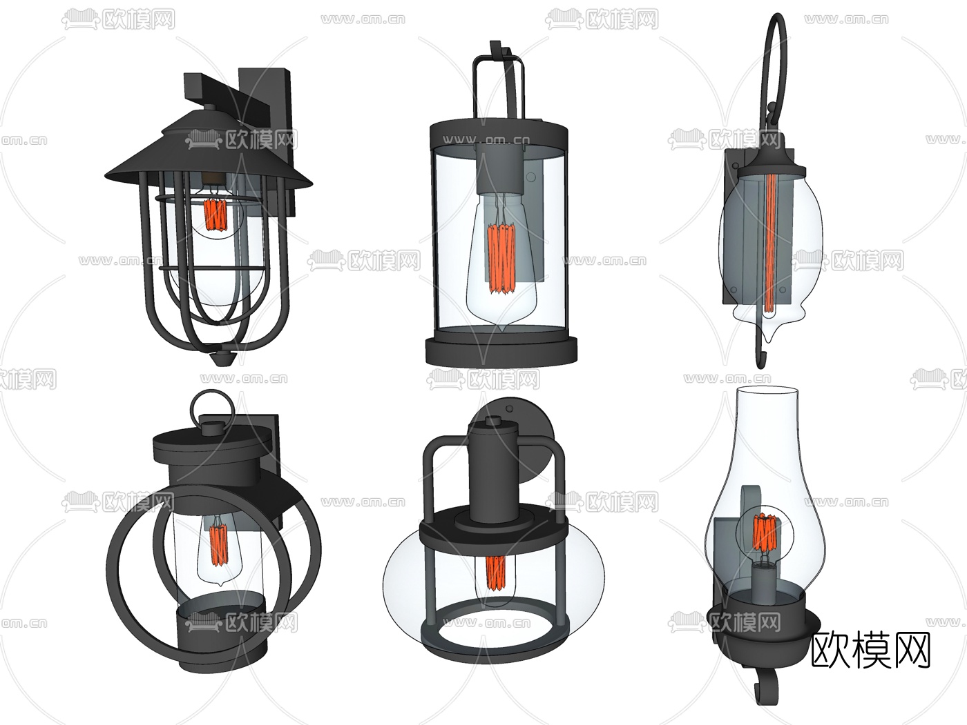 工业风壁灯su模型下载
