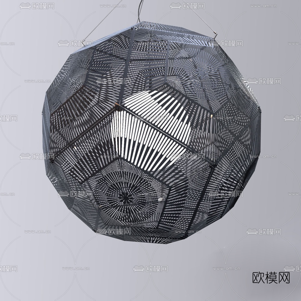 工业风铁艺吊灯免费3d模型下载（渲染图4）