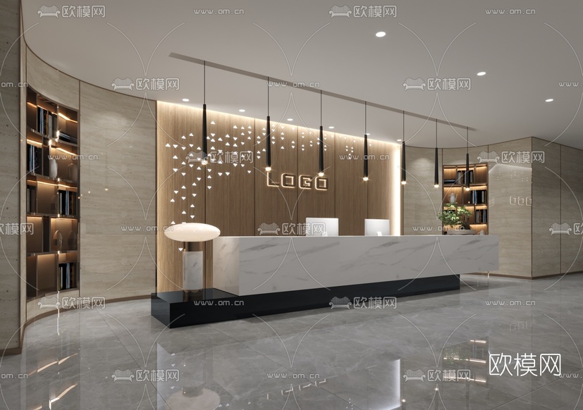 现代办公室前台免费3d模型下载_ID10033502_3dmax免费模型-欧模网