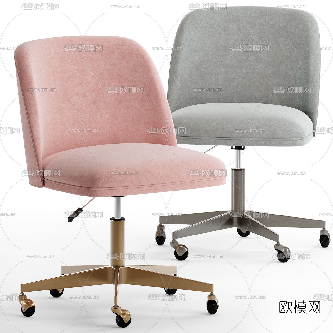 现代布艺办公椅3d模型下载（渲染图1）