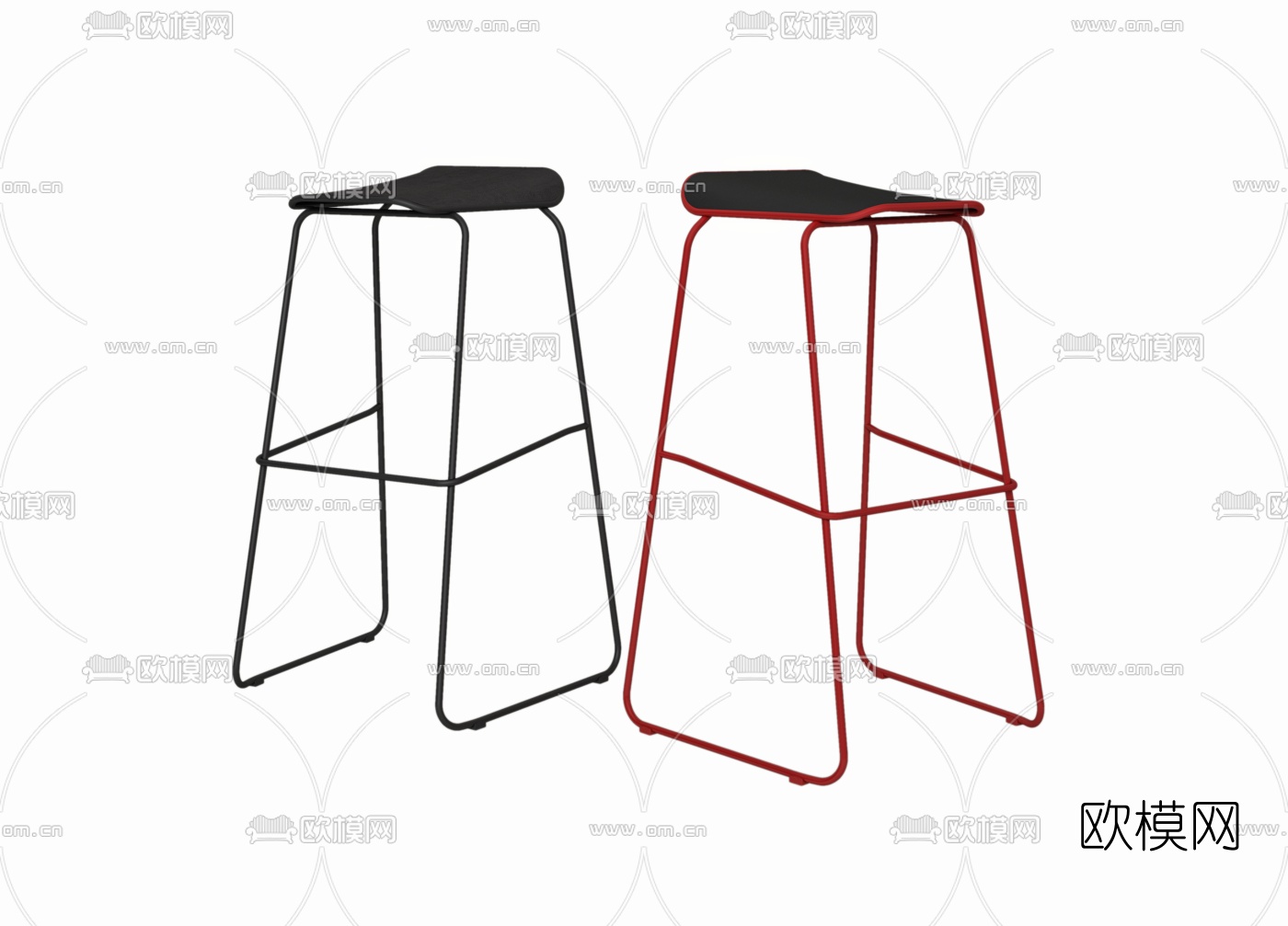北欧铁艺吧台椅3d模型下载