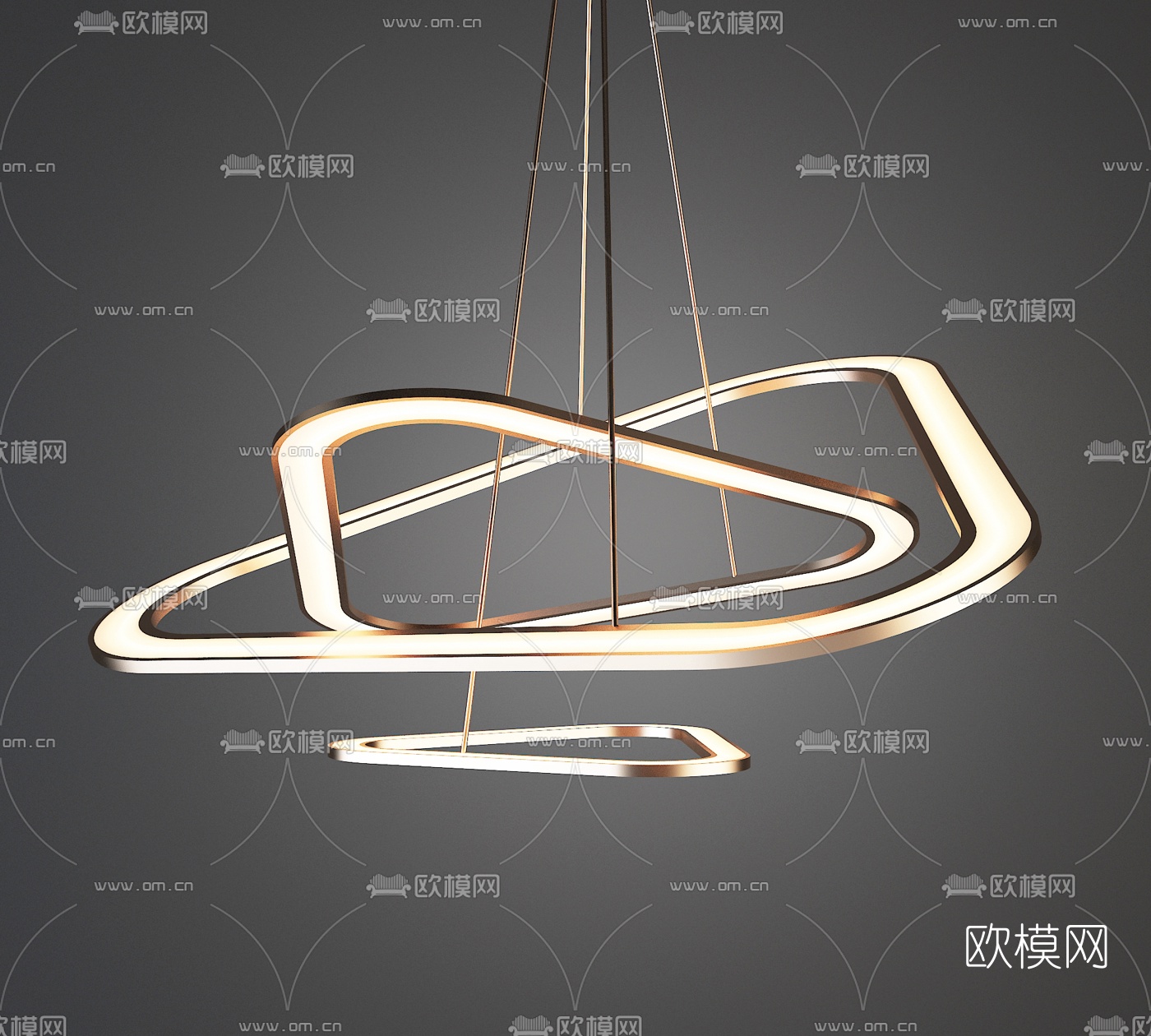 现代环形金属吊灯3d模型
