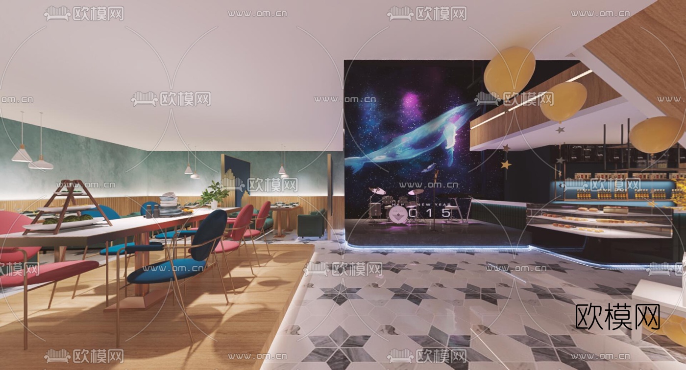 现代音乐餐吧vr全景3d模型