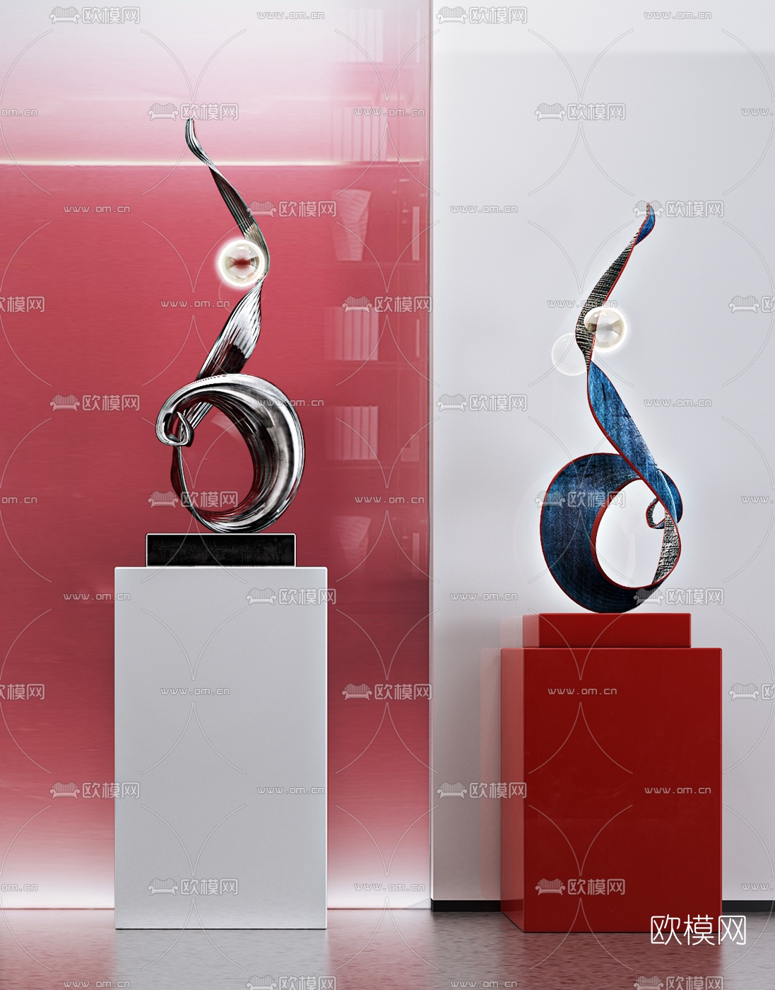 现代抽象雕塑3d模型下载