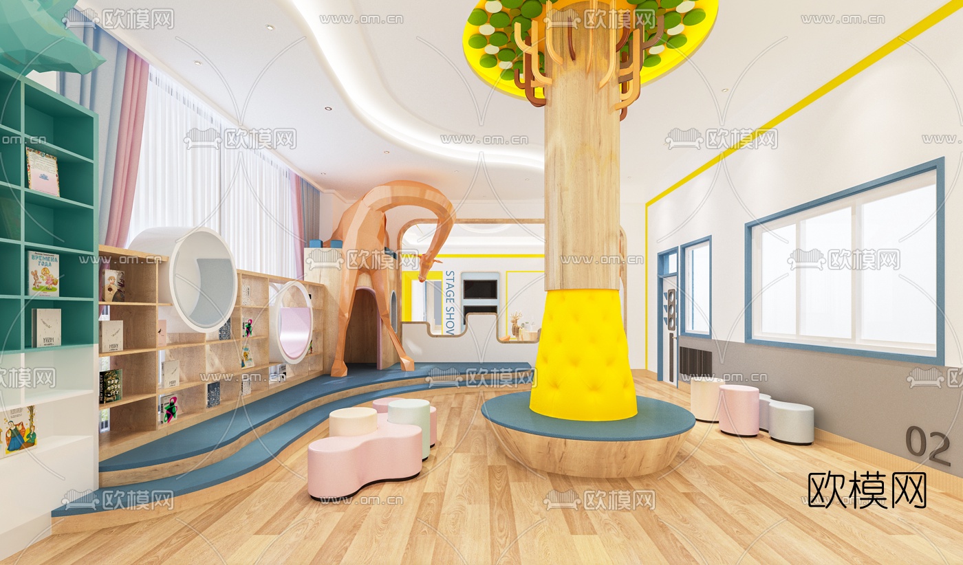 北欧幼儿园前台接待大厅3d模型下载（渲染图1）