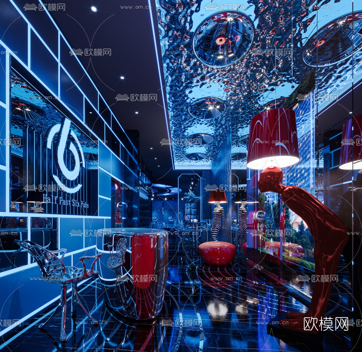现代轻奢酒吧3d模型