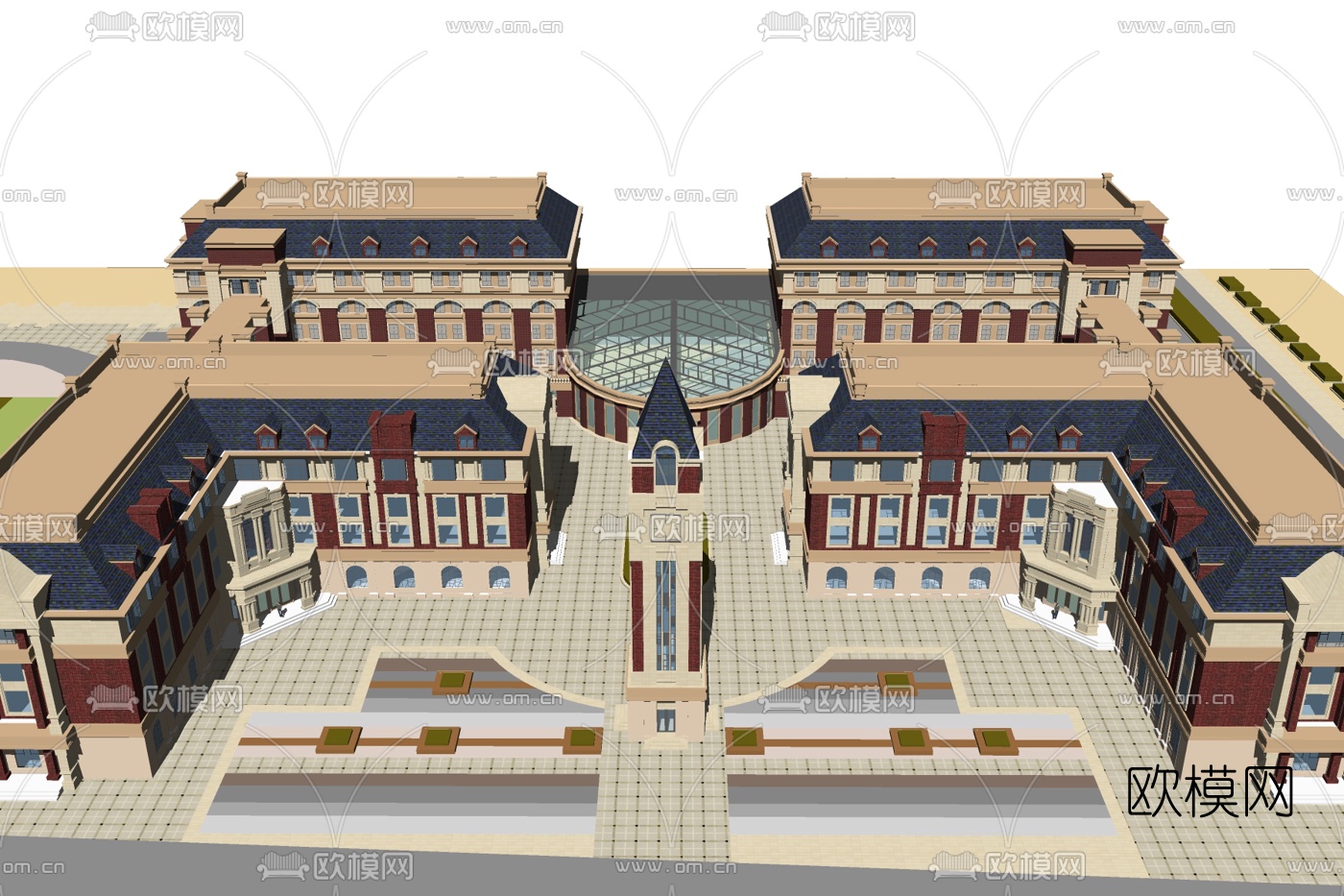 简欧学校su模型下载