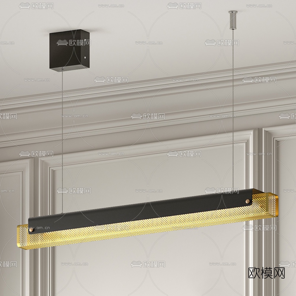 现代条形办公吊灯3d模型下载（渲染图2）