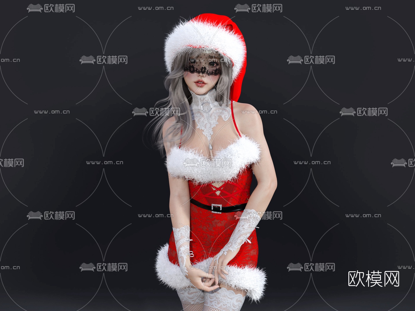 现代女性圣诞人物3d模型