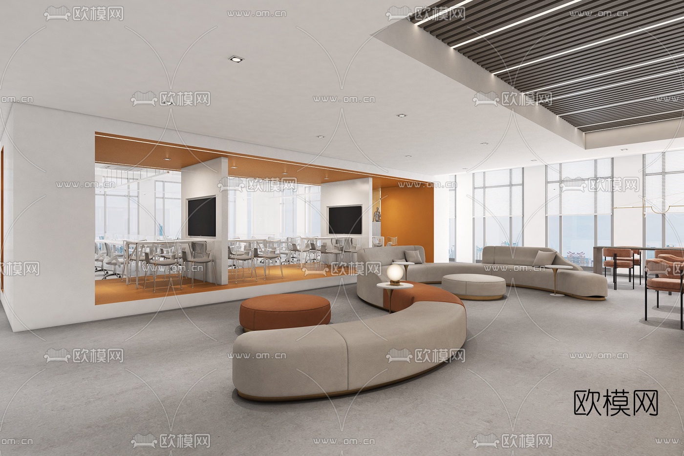 现代办公区休息区3d模型