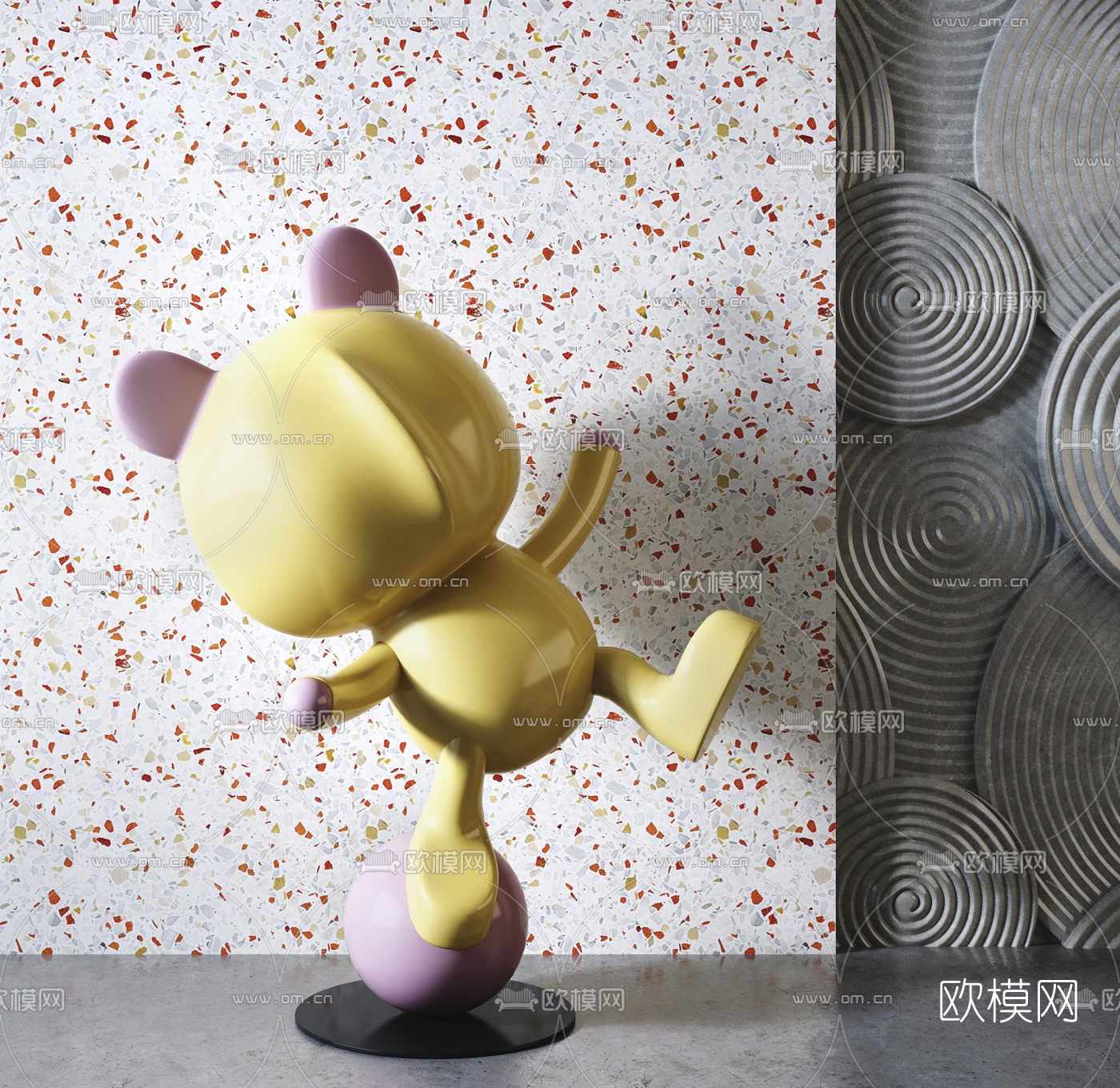 现代小熊雕塑3d模型