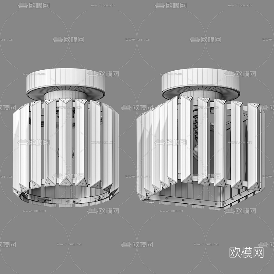 现代轻奢金属水晶吸顶灯3d模型