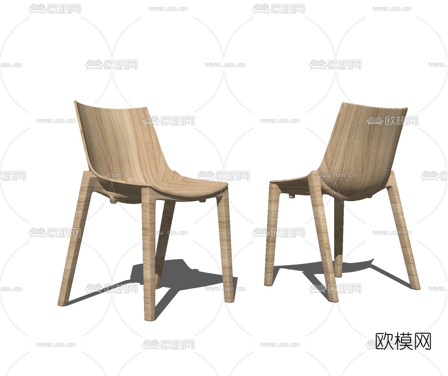 现代原木单椅su模型下载