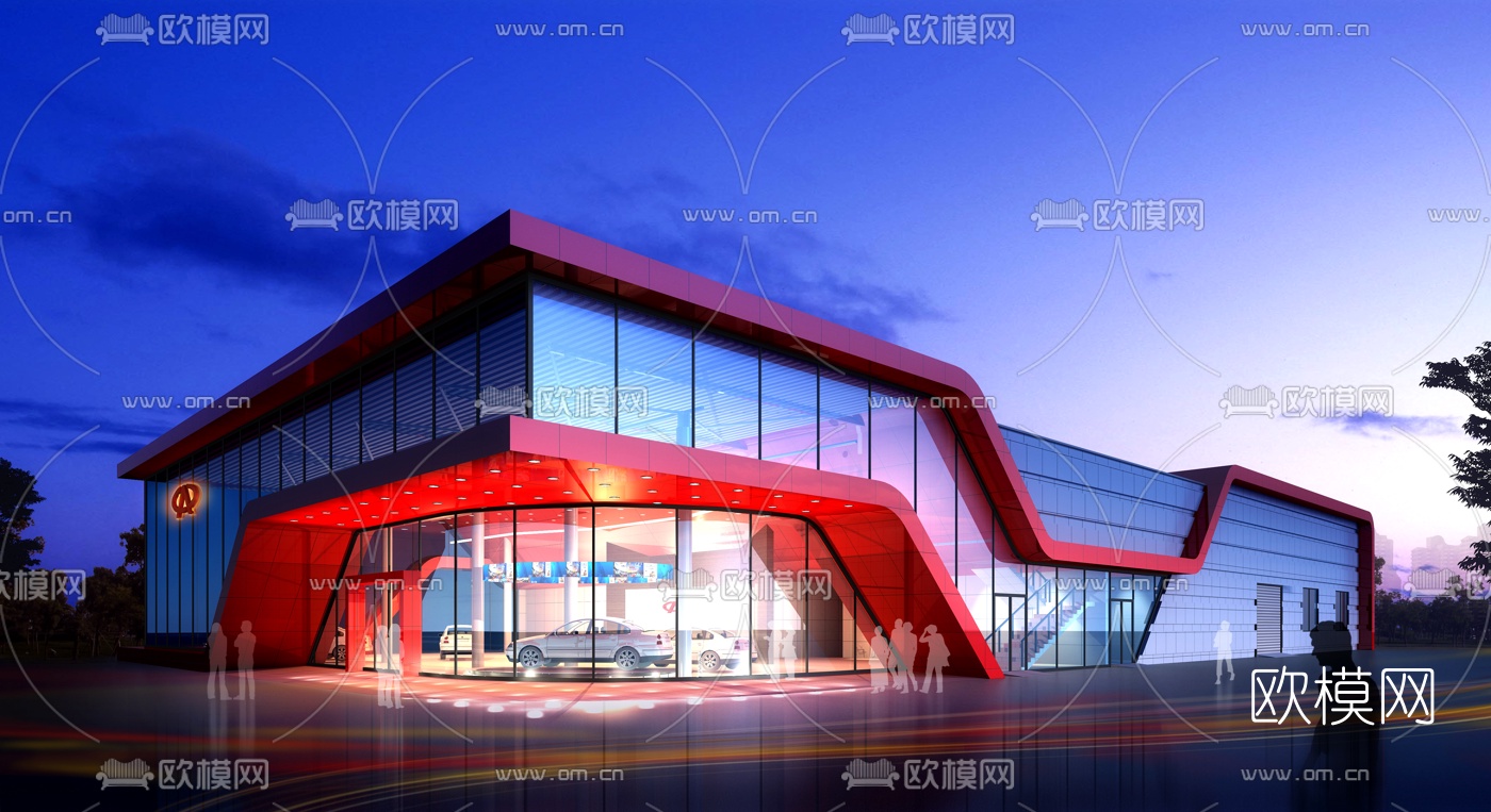现代汽车4S店建筑外观3d模型