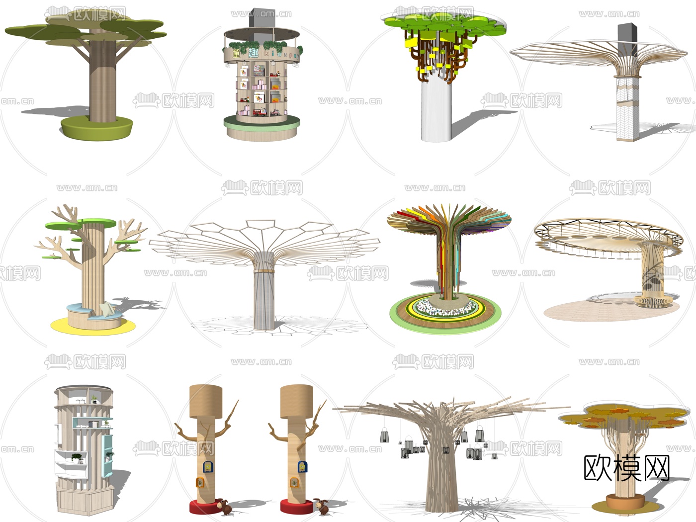 北欧包柱装饰柱子景观小品su模型下载（渲染图1）