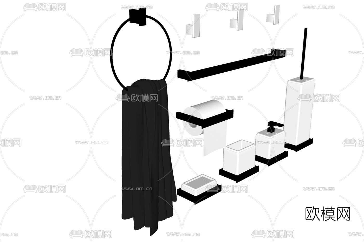 现代浴室卷纸洗发水沐浴露免费su模型下载