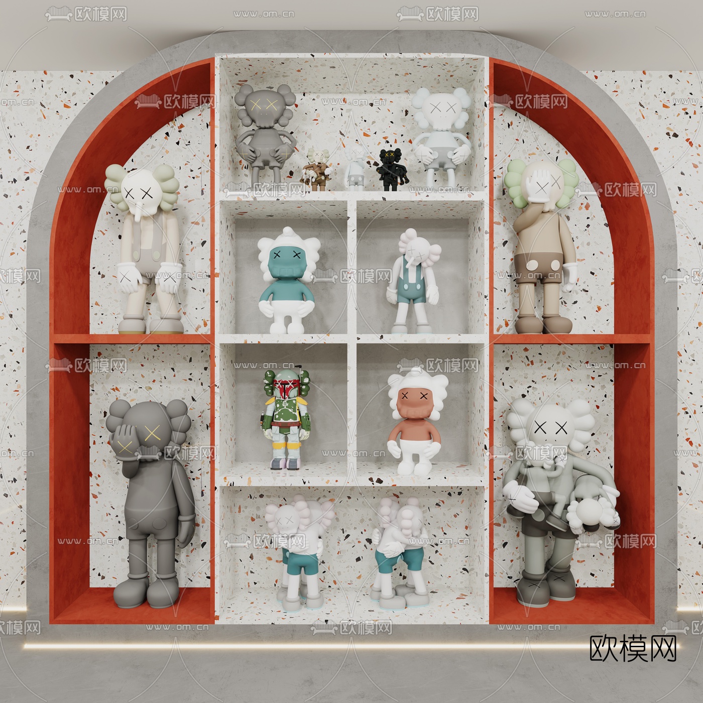 现代Kaws公仔玩具摆件3d模型下载