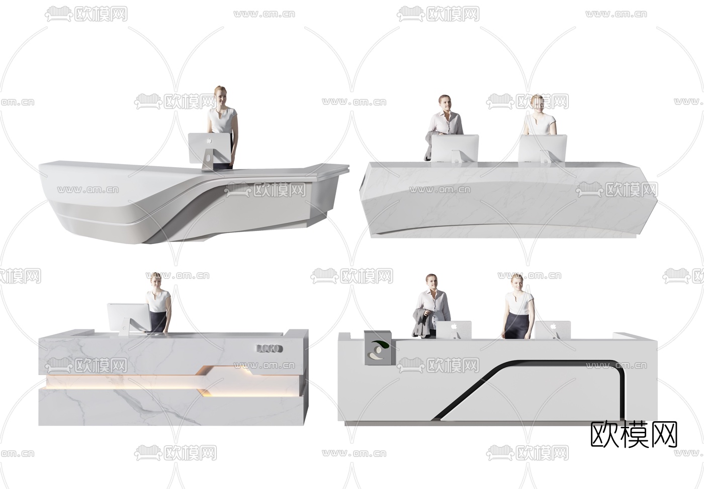 後現代前臺接待臺3d模型-免費3dmax模型庫-歐模網