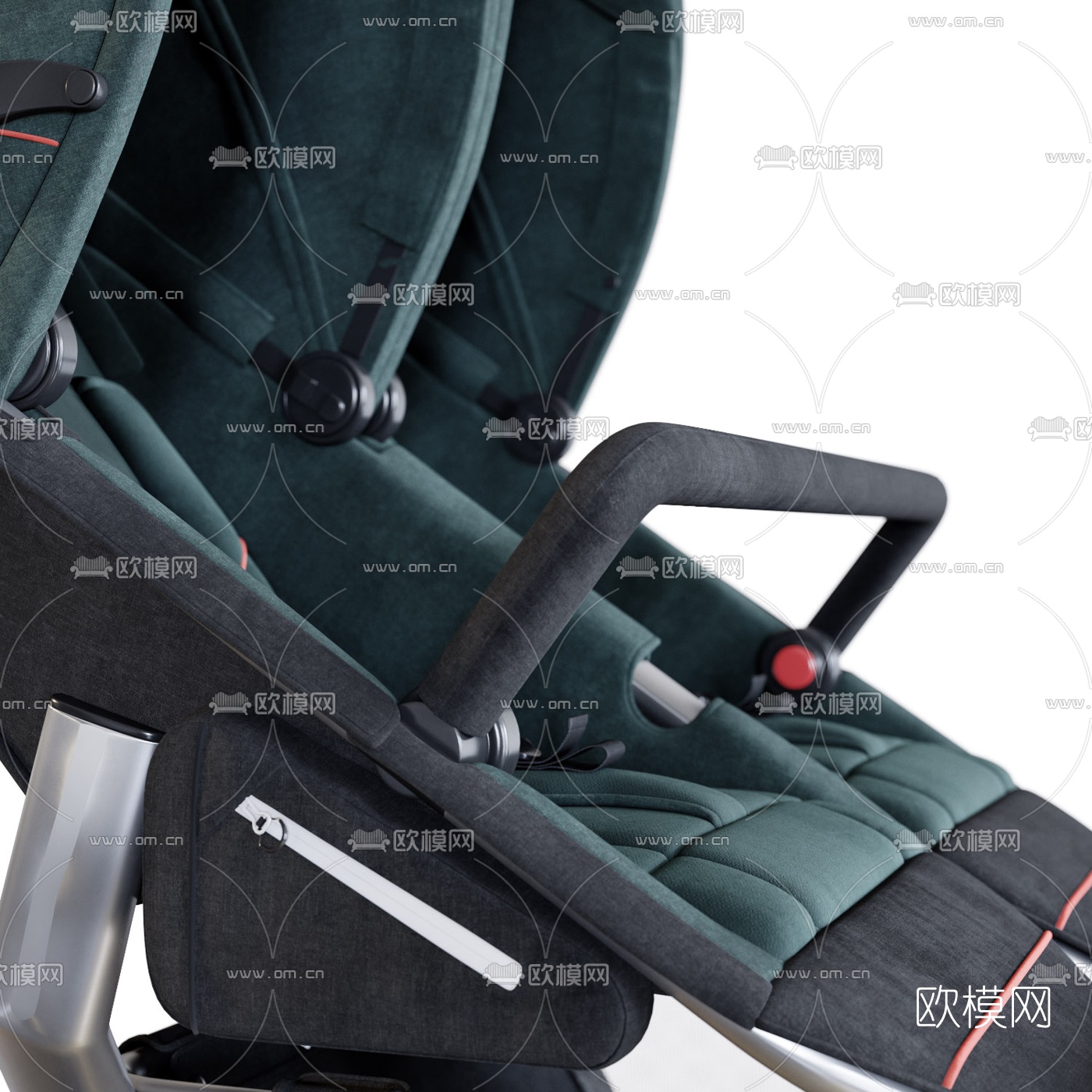 现代双座婴儿车3d模型下载（渲染图6）
