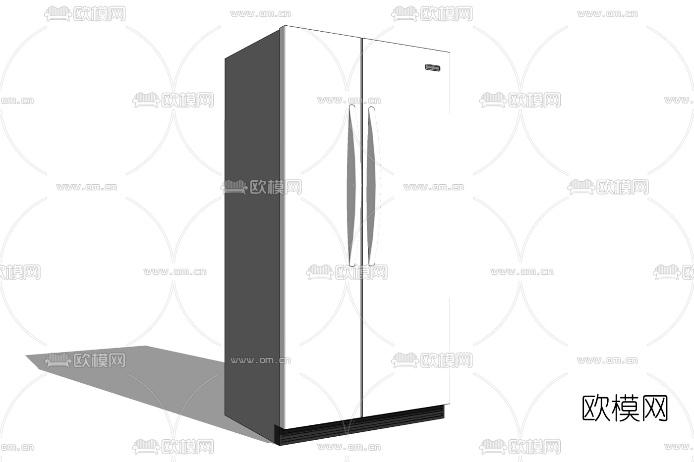 现代双开门冰箱免费su模型下载