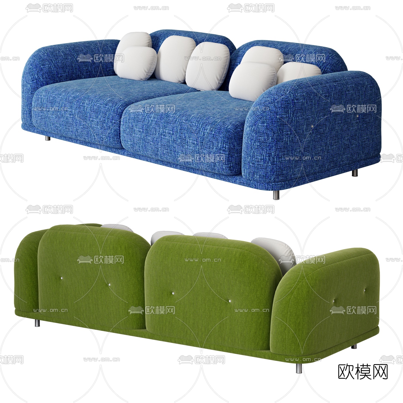 北欧布艺双人沙发3d模型