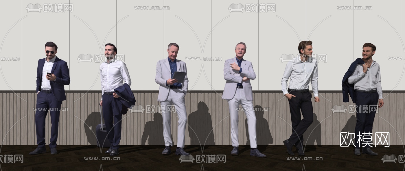 现代商务男士人物su模型下载（渲染图1）