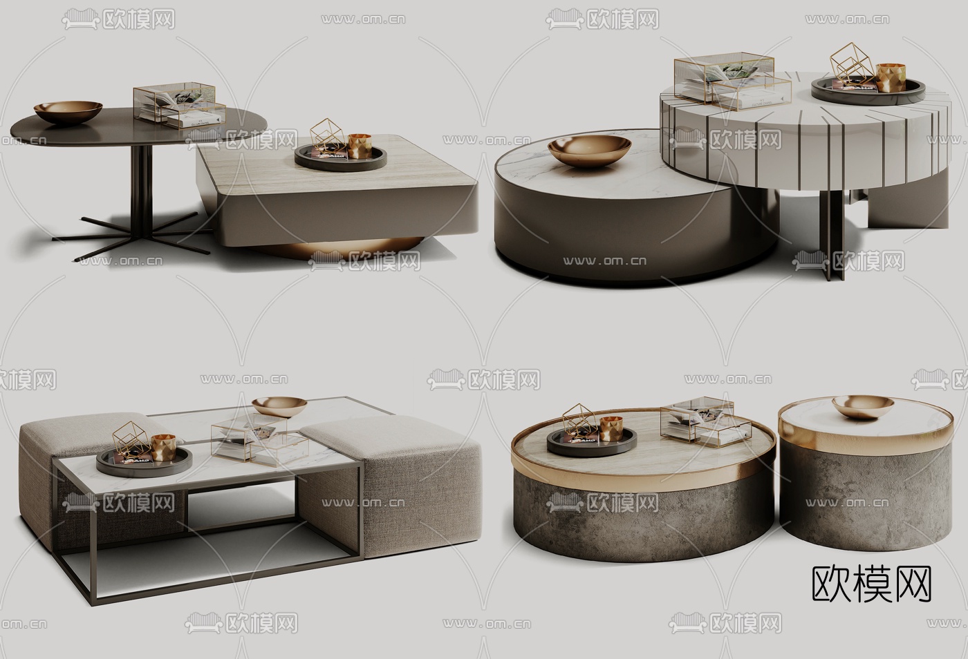 现代轻奢茶几su模型下载（渲染图1）