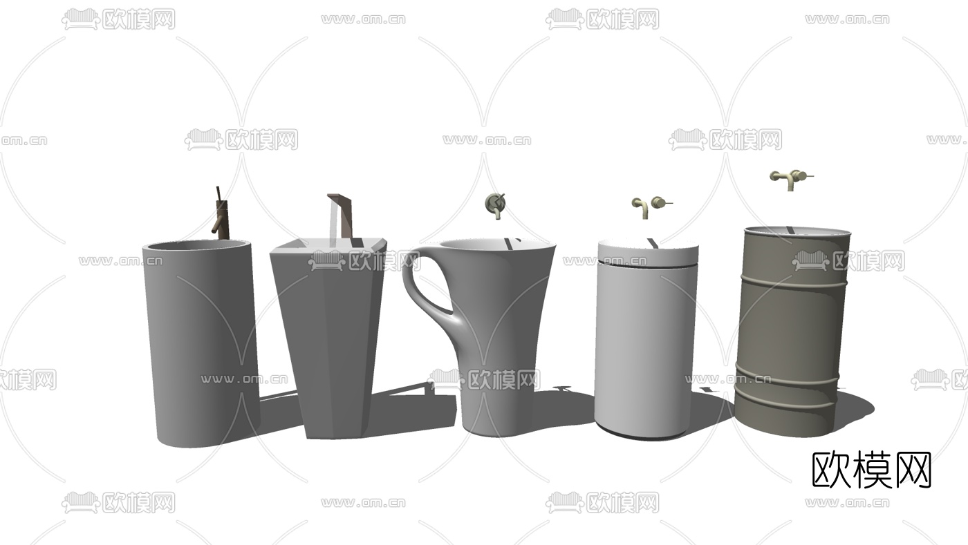 现代洗手台su模型下载（渲染图2）